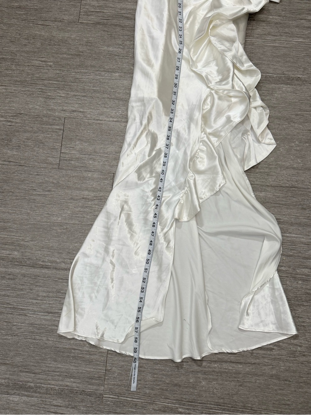 Mable Siobhan White Satin Side Ruffle Maxi Dress Bridalcore Wedding Guest Formal - Picture 5 of 10